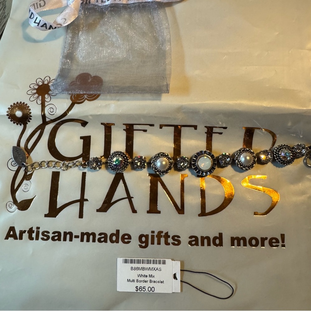 Silver Pearl and Crystal Artisan Bracelet - Picture 4 of 4